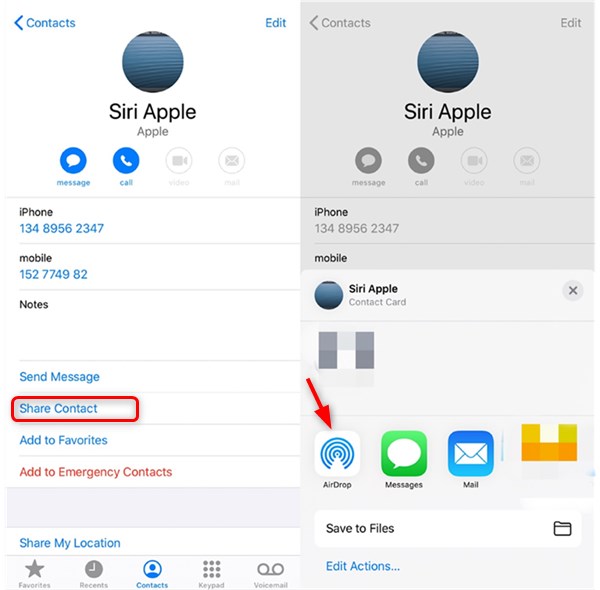 AirDrop iPhone Contacts to Mac