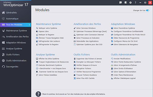 Page Web avec capture décran des options
