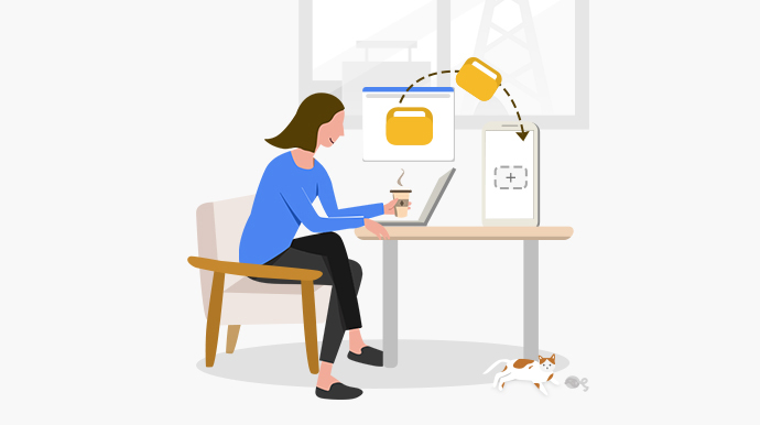 Woman sitting at desk with laptop
