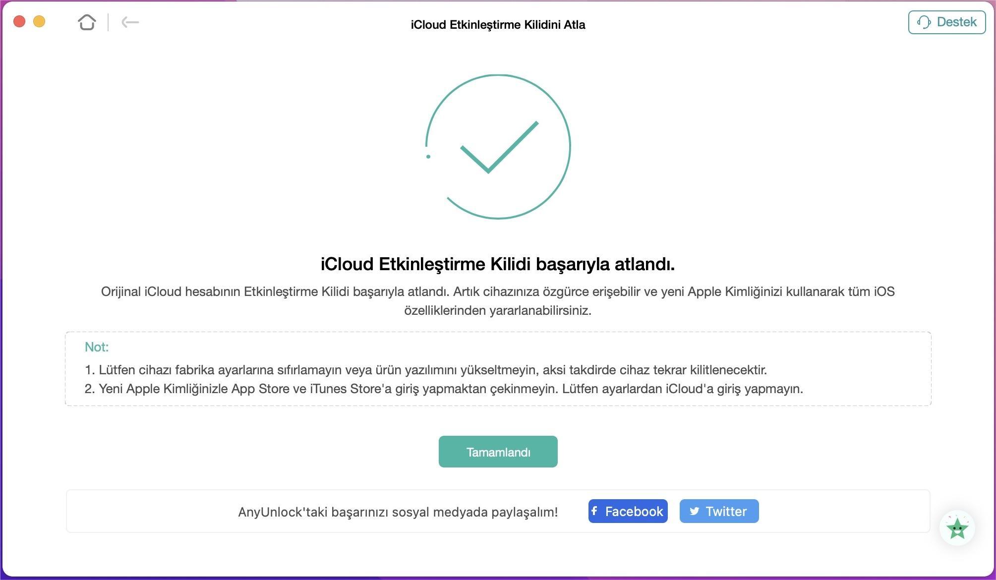 iCloud Etkinleştirme Kilidi Başarıyla Atlandı