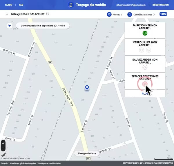 Réinitialisation du téléphone Samsung