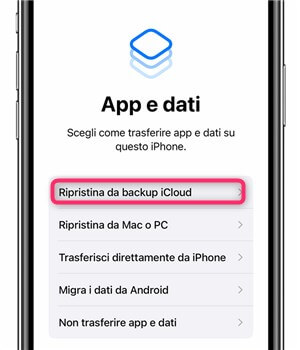 Ripristina iPhone dal backup iCloud
