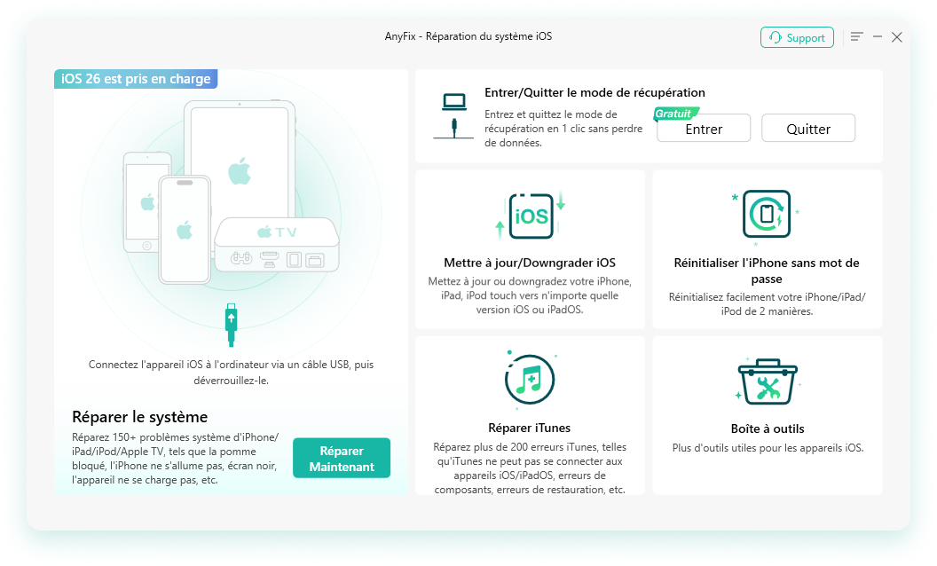 Page de site Web avec des icônes