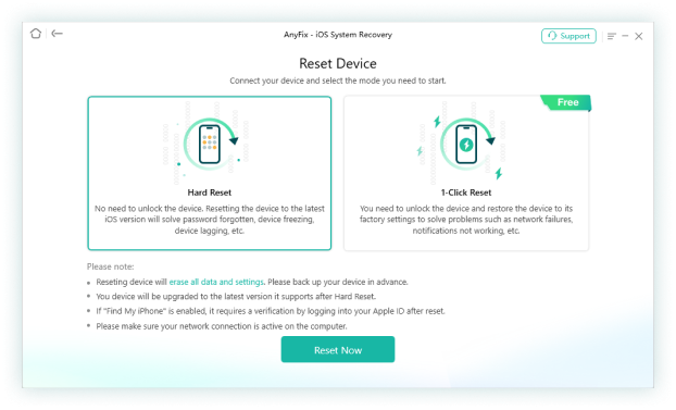 Device screenshot Reset Device