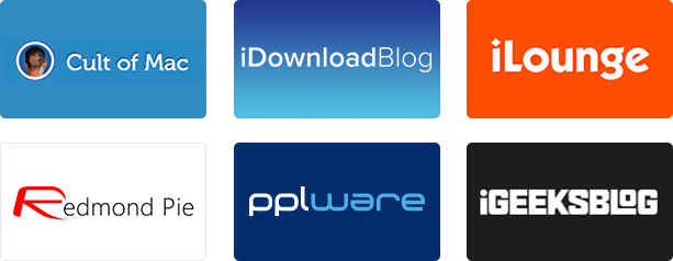 Black background with various logos