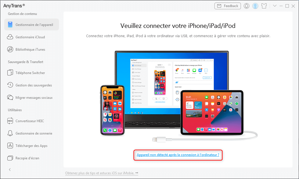 Appareil non détecté après la connexion à l’ordinateur