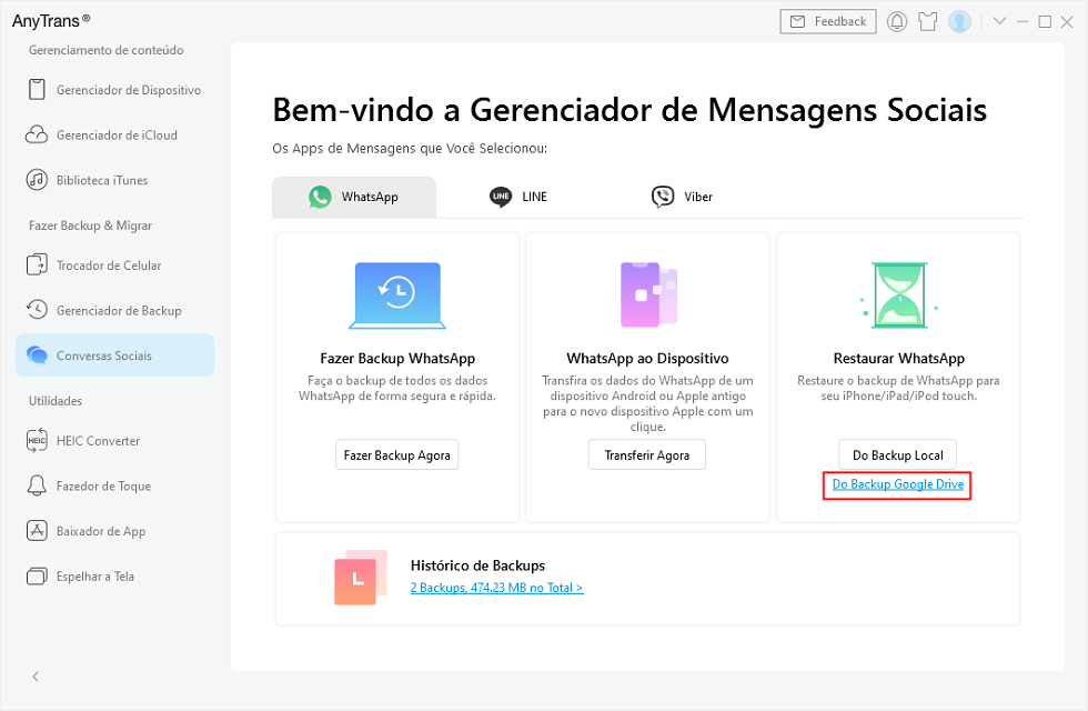 Escolher Do Backup Google Drive