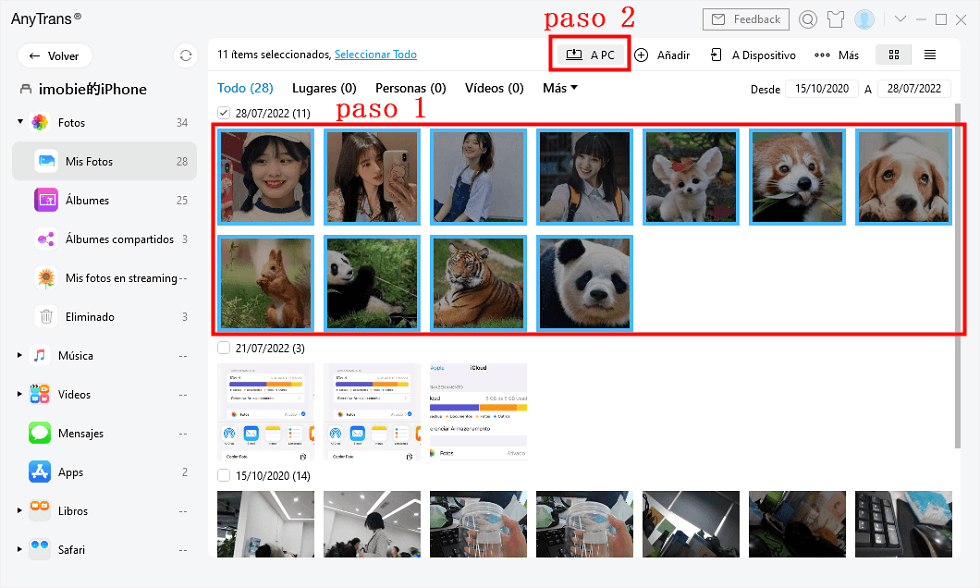 Selecciona las imágenes deseadas-transferir archivos de PC a iPhone sin iTunes