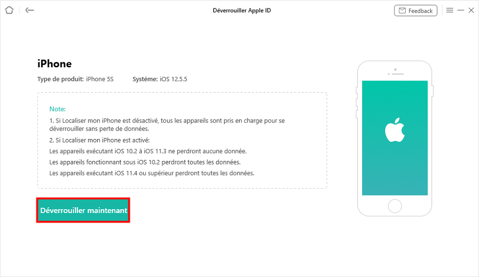 Cliquez sur Déverrouiller maintenant