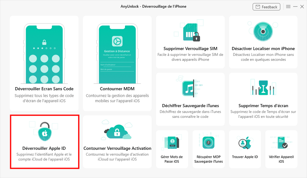 Déverrouiller l'identifiant Apple
