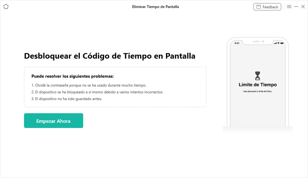 Selecciona Empezar ahora para desbloquear el código de restricciones iPhone