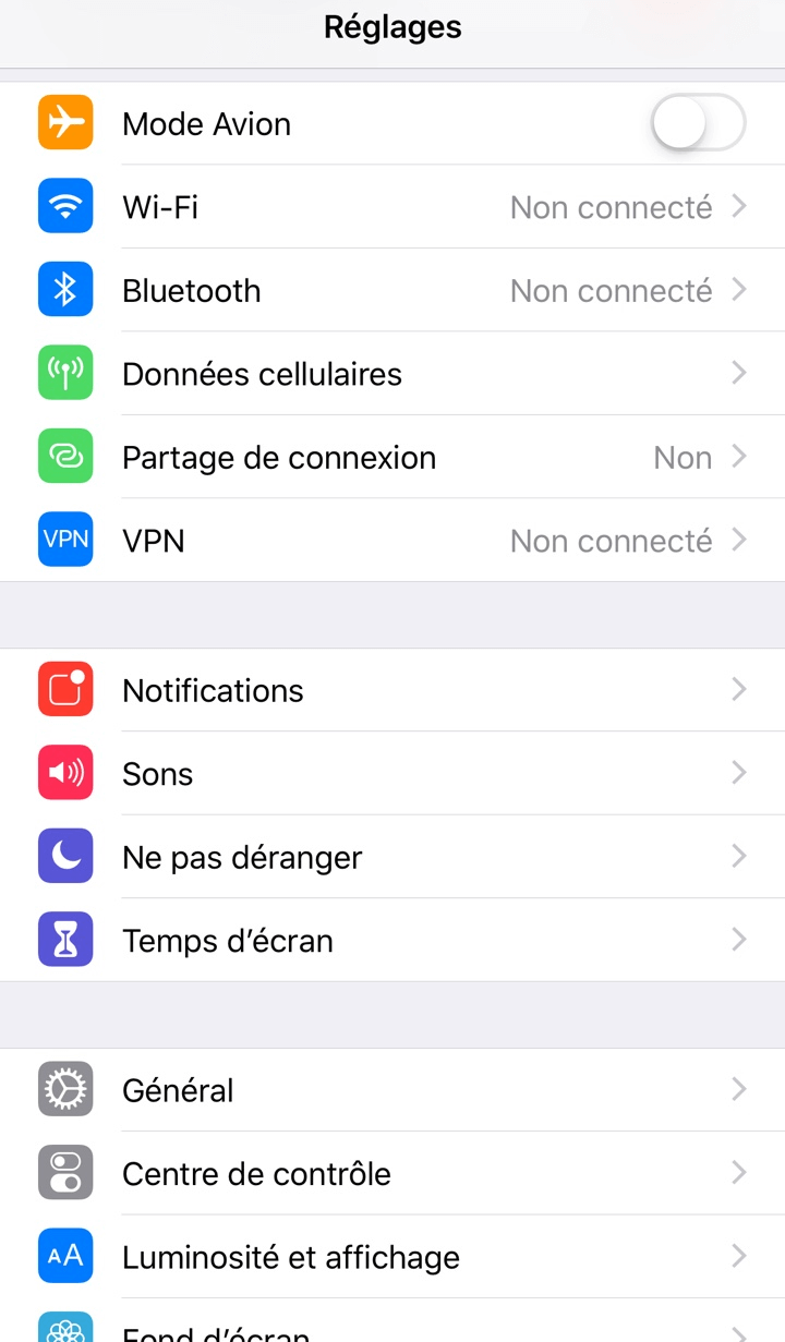Téléphone avec paramètres