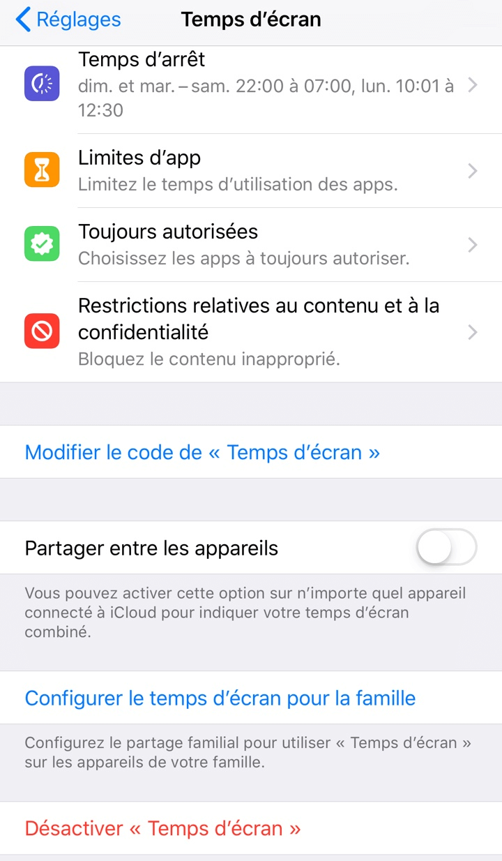 Téléphone avec liste darticles