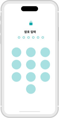 파란색 점이 있는 흰색 전화기