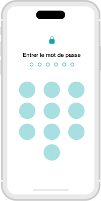 Téléphone avec le texte « Entrer le mot de passe »