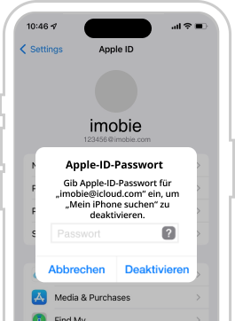 iPhone mit hervorgehobener iMobie-ID