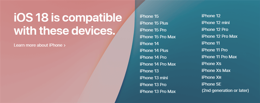 Appareils compatibles avec iOS 18