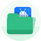 Green folder with robot