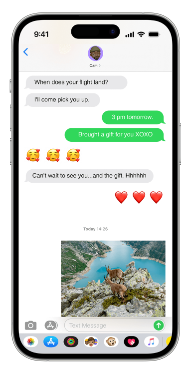 Cell phone with text message
