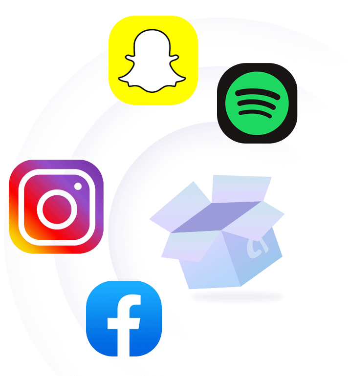 Social icons on black background