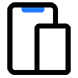 Black square with blue outline