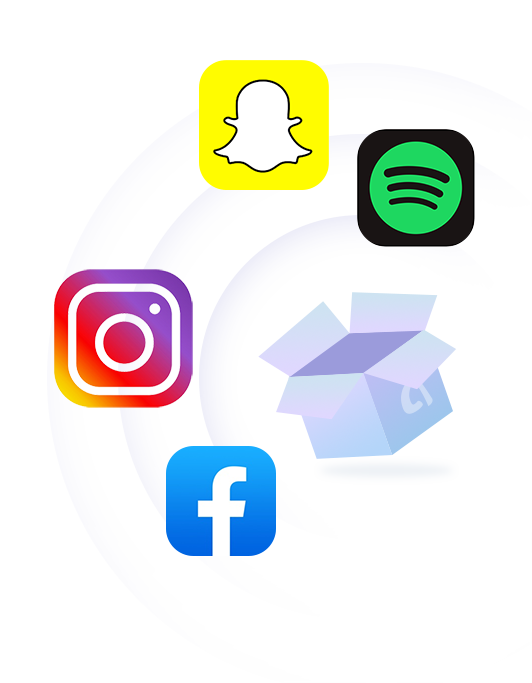App icons on purple background
