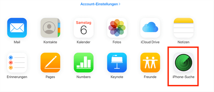 Auf iPhone Suche klicken über iCloud