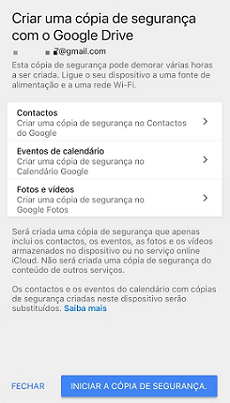 Tipos de backup e apresentação do Google Drive