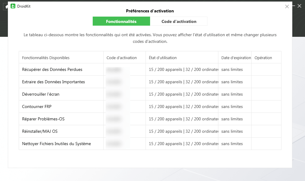 Activer DroidKit avec succès