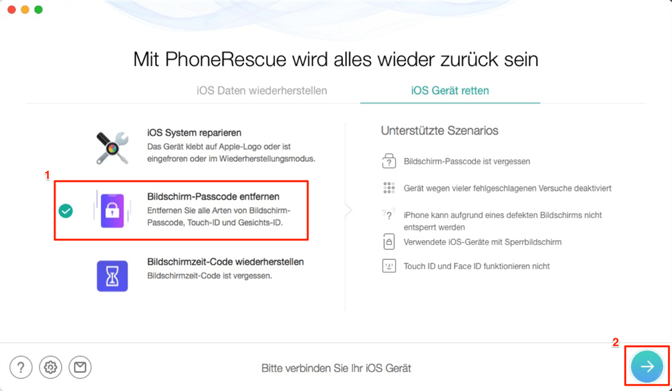 Bildschirm-Passcode entfernen - anklicken