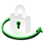 White padlock with green arrow