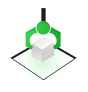 Boîte blanche sur vert