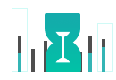 Blue hourglass with lines