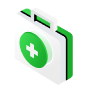 Green and white first aid bag
