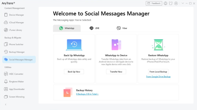 Screenshot of social message manager
