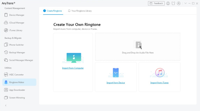 Create your own ringtone screen