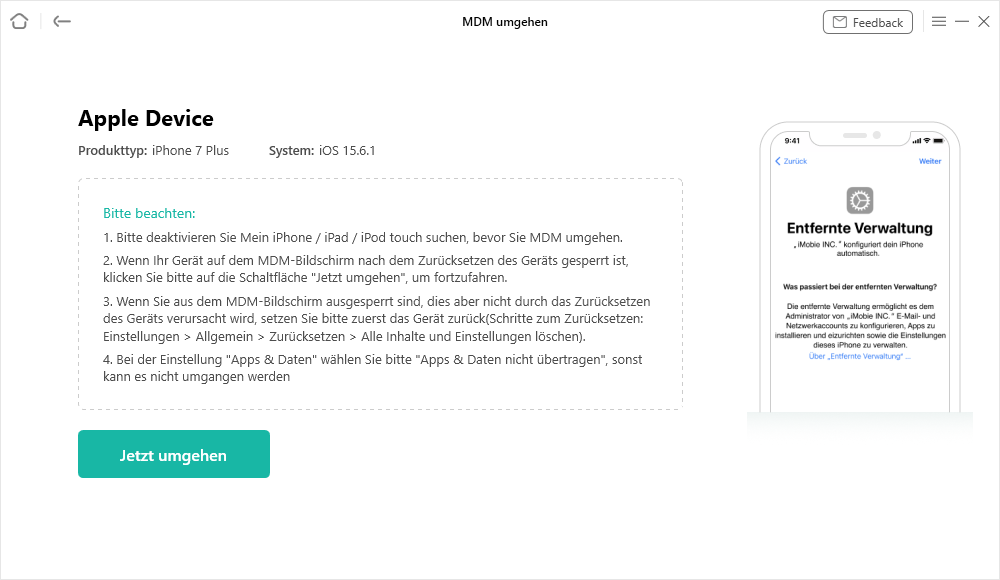 Jetzt umgehen