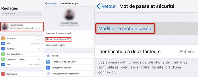 Réinitialisation du mot de passe Apple