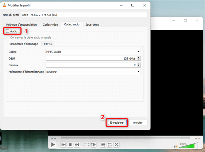 Décochez l'option Audio