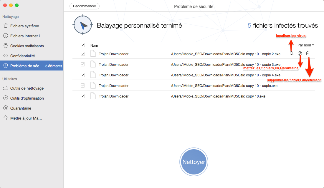 Comment détecter des virus sur Mac avec MacClean - étape 3