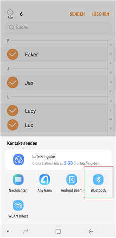 Daten von Samsung auf Huawei per Bluetooth übertragen