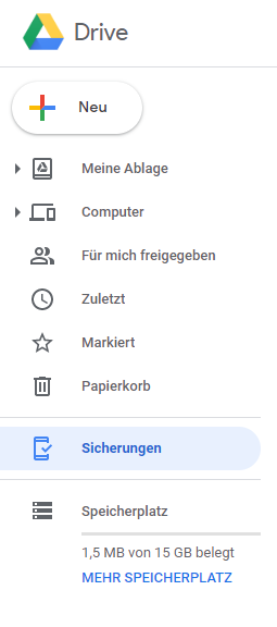 Google Drive Sicherung