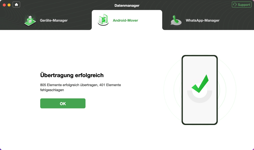 Übertragung erfolgreich