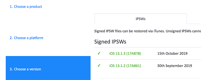 Download IPSW file for your iOS device