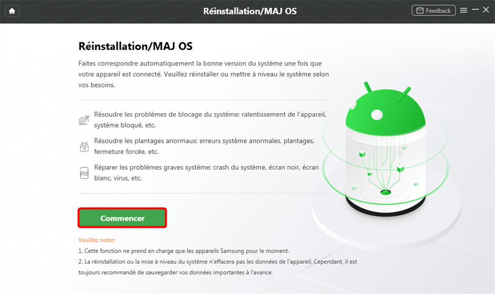 Cliquer sur Commencer