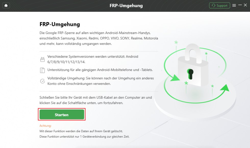 klicken Sie auf „Starten“