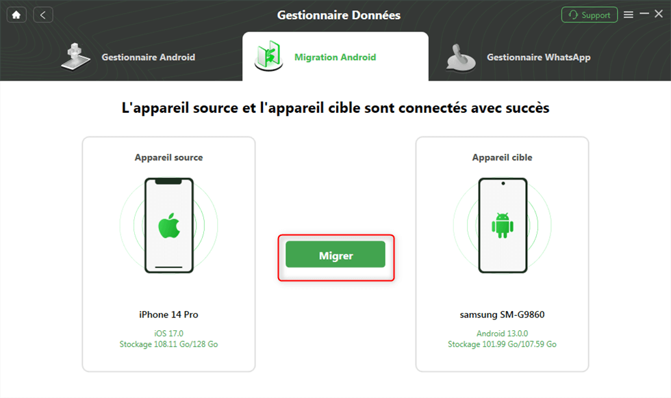 Connexion de l'iPhone et Android
