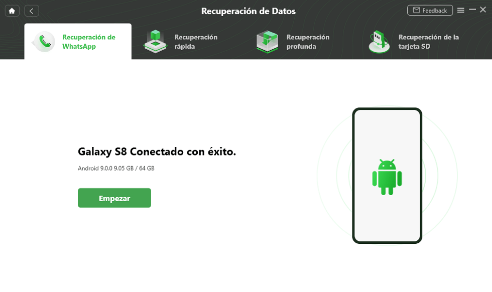 Conecte su teléfono Android para recuperar foto borrada de WhatsApp