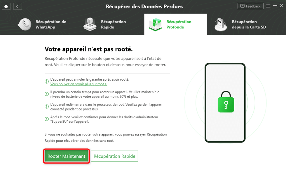 Lancement du root du téléphone Android