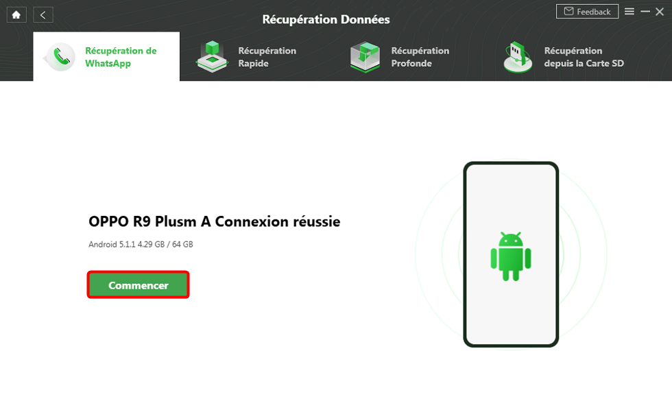 Capture décran du téléphone avec icône verte
